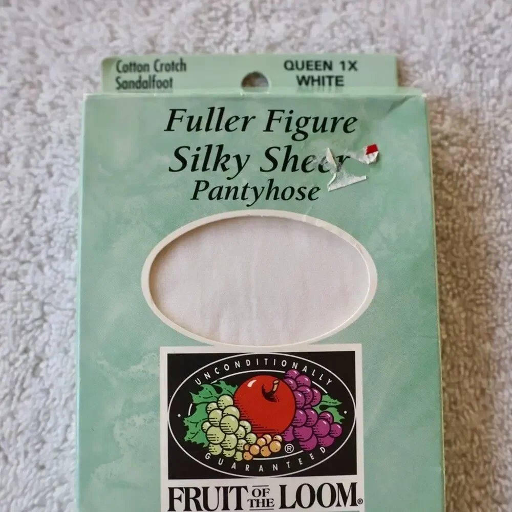 Fruit Of The Loom Pantyhose White Queen 1X Silky Sheer Fit & Feel Lycra